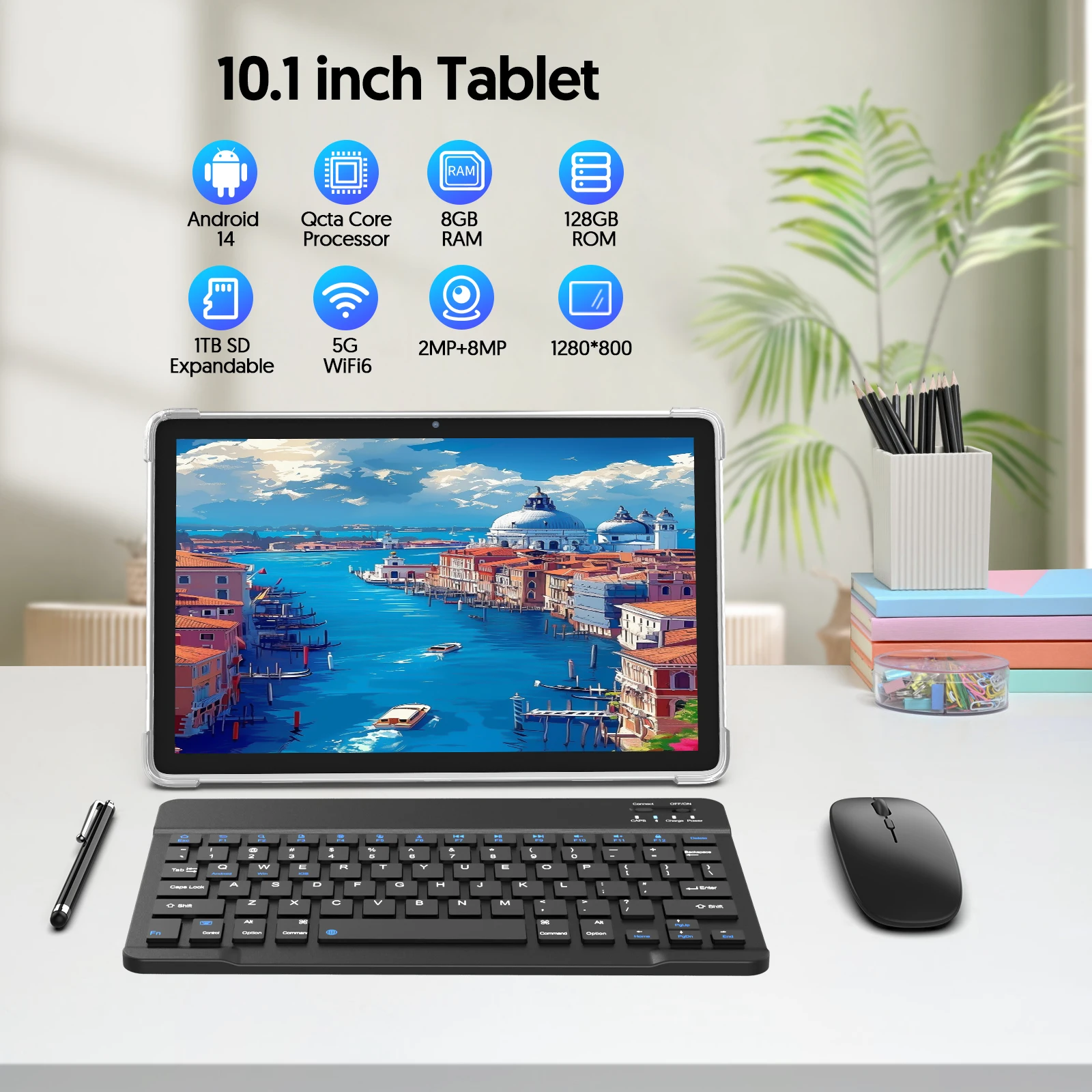 Android 14 tablet, with keyboard, mouse, protective case, stylus, 8(4+4) GB+128GB, octa-core processor, GMS certification - Image 2