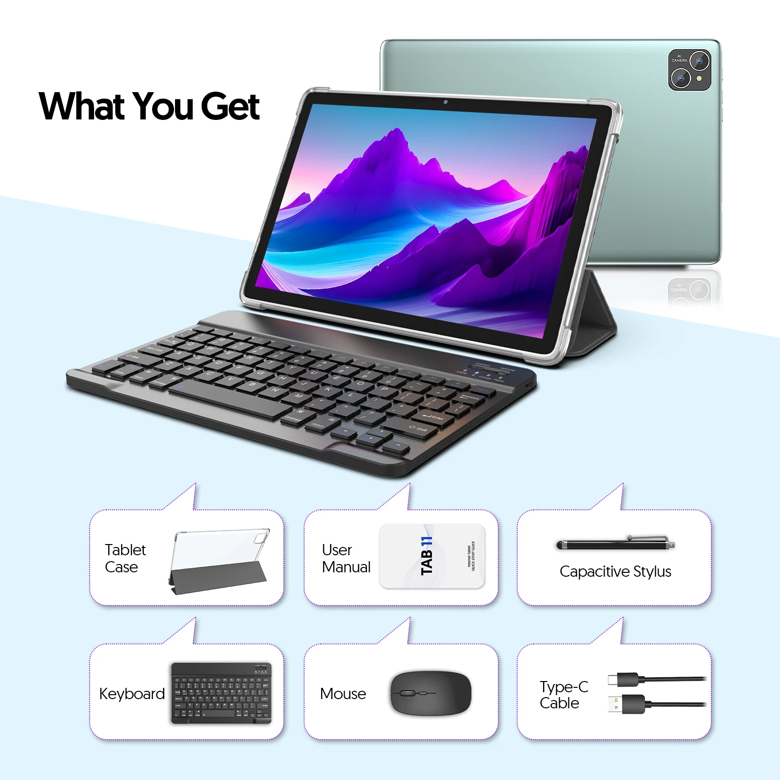 Android 14 tablet, with keyboard, mouse, protective case, stylus, 8(4+4) GB+128GB, octa-core processor, GMS certification - Image 7