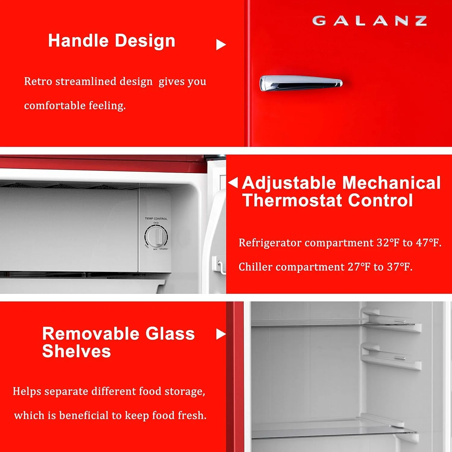 Galanz Retro Compact Refrigerator with Chiller - Image 6